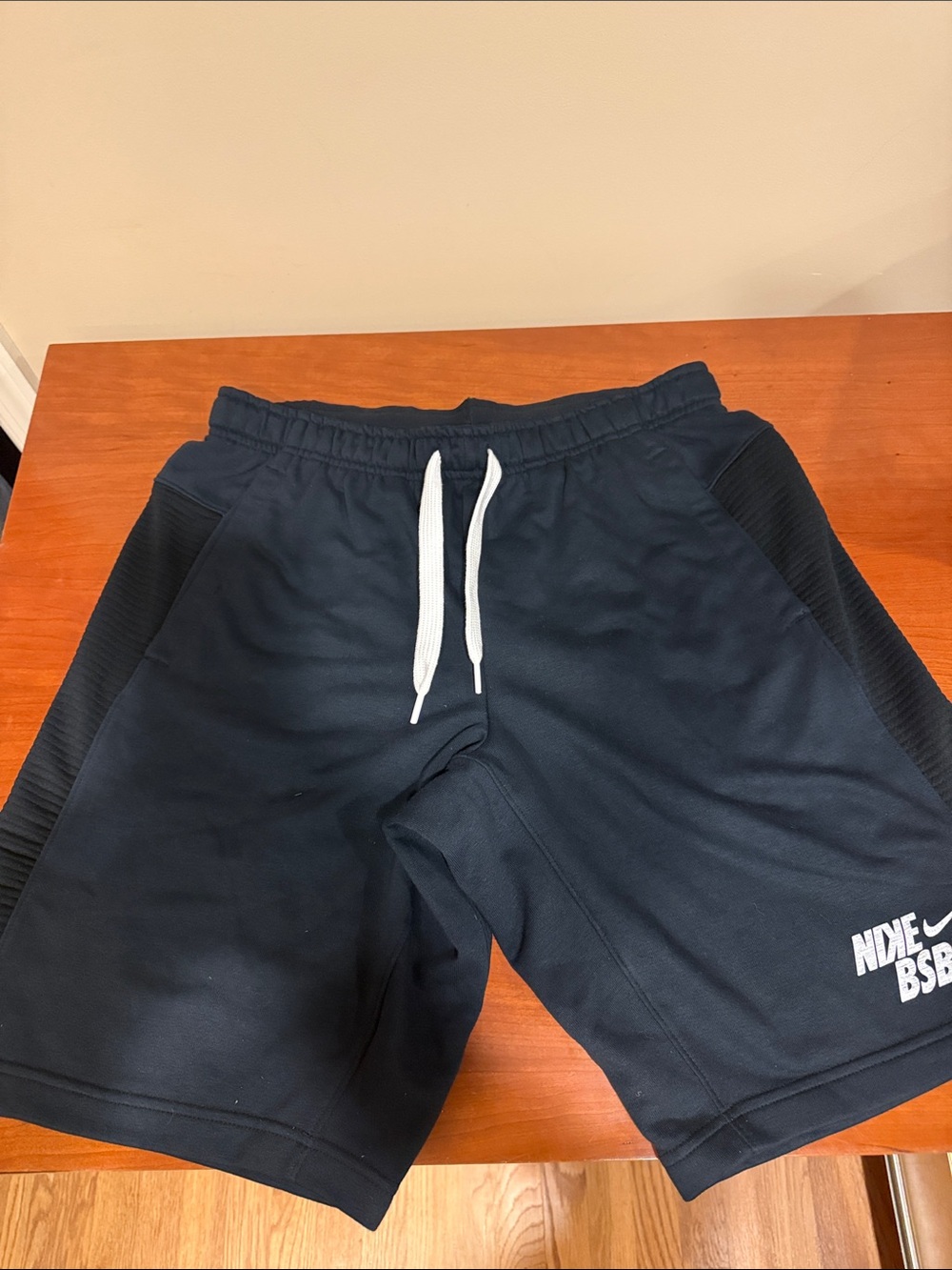 Nike Men's Black Athletic Shorts with White Drawstring